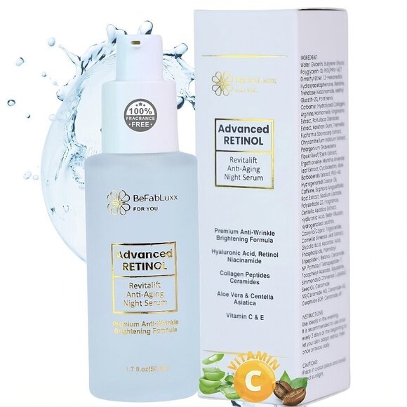 Retinol Night Serum All-In-One Anti-Aging Facial Serum Firm Face hyaluronic acid - Picture 1 of 11